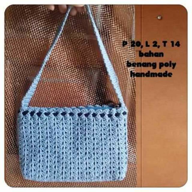 Tas rajut mini abu hitam