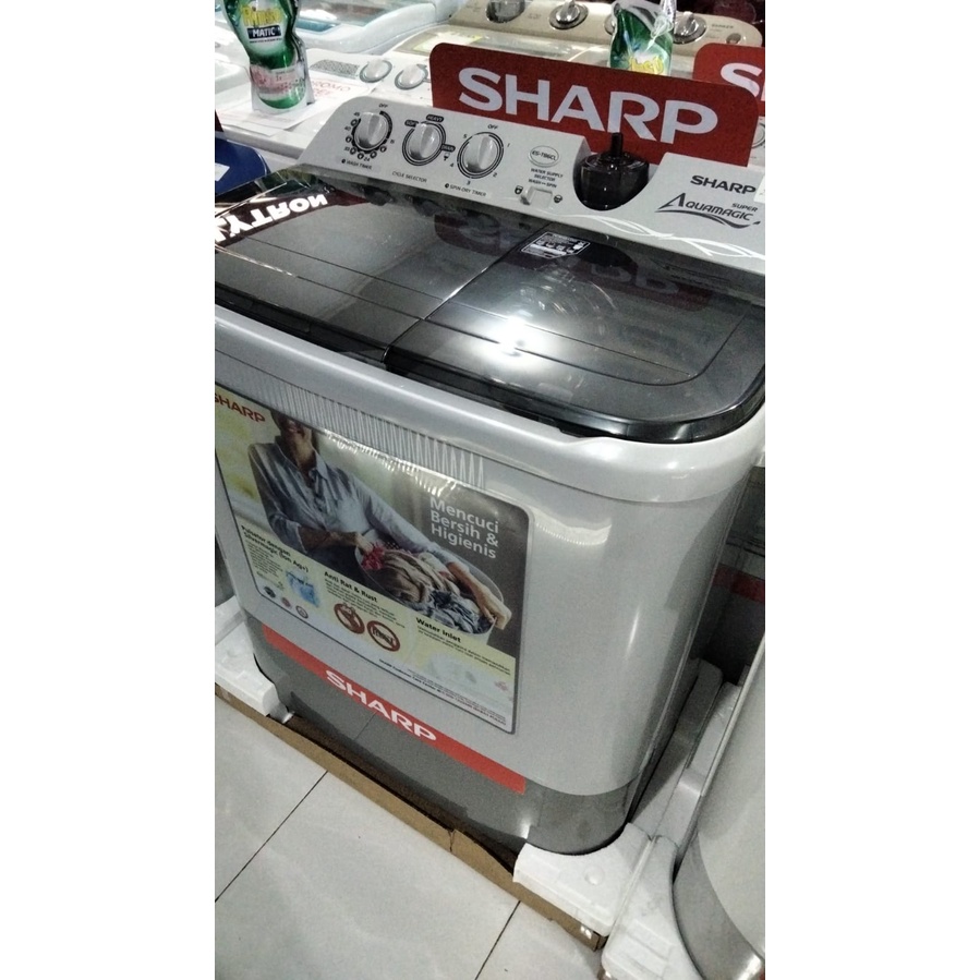 Sharp Mesin Cuci 2 Tabung 8 KG EST 86 CL HK Hitam 2 tabung AQUAMATIC