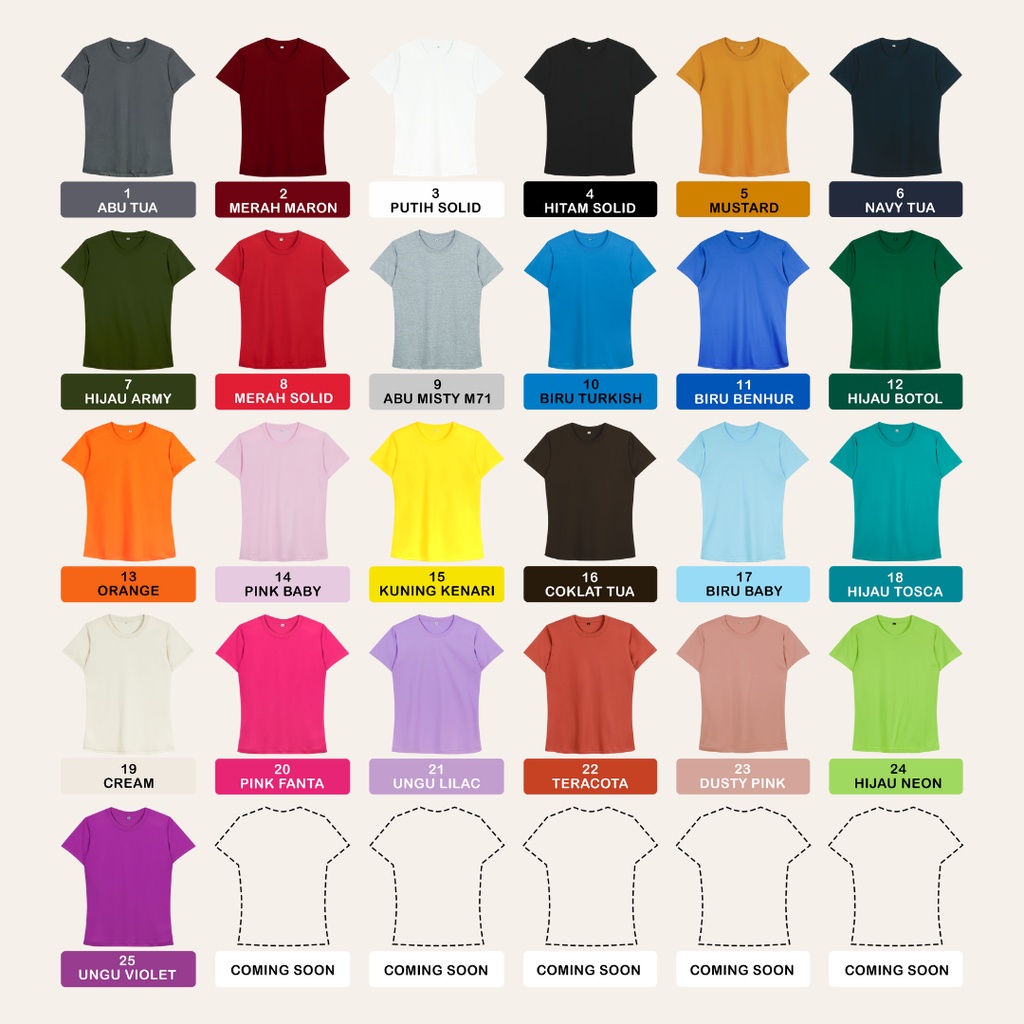 KAOS SLIMFIT POLOS WANITA ONECK COTTON COMBED 30S - BAJU KAOS LENGAN PENDEK SLIM FIT SIZE XS-XL-1