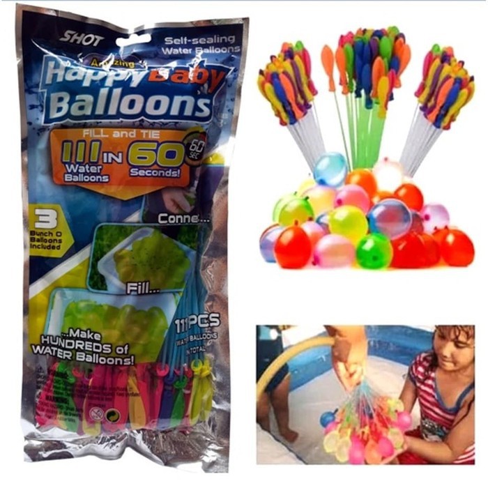 Magic Bunch Water Balloon isi 111pcs / Happy Baby Balloons / Balon Air Mainan Perang Bom Battle