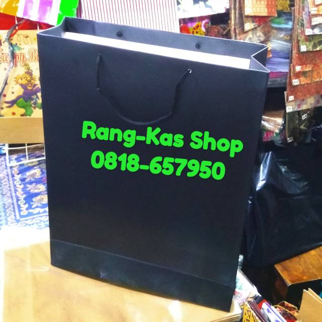 

Paperbag HITAM JUMBO Besar Eksklusif Duplex isi 12pcs