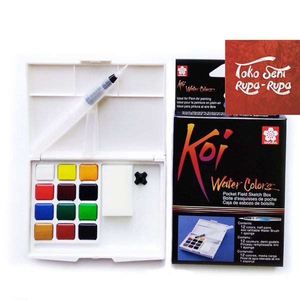 

Cat Air Satu set 12 warna - Koi Watercolor - Cat Lukis - Water color pocket satu set - cat seniman