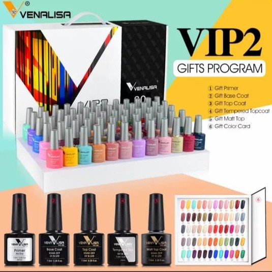 1 Set 60 Warna Kutek Venalisa VIP 2 Gel Nail Polish UV LED / Gel Nail Polish 7.5ml Venalisa/Kuteks U