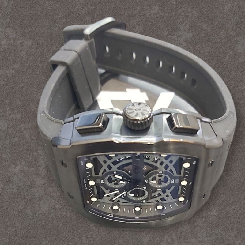 jam tangan pria laki cowo christ verra c11111g-36 blk rubber hitam original garansi 2 tahun dapat do