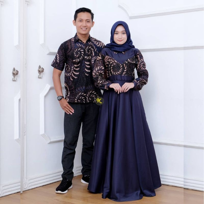 kemeja gamis sarimbitan Navy