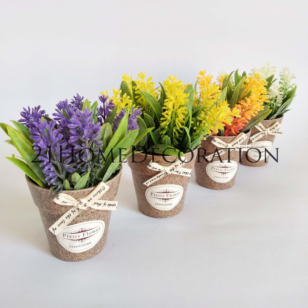 VB18 Vas Pita Mini Bunga Plastik Artifisial Mawar Flower Pot