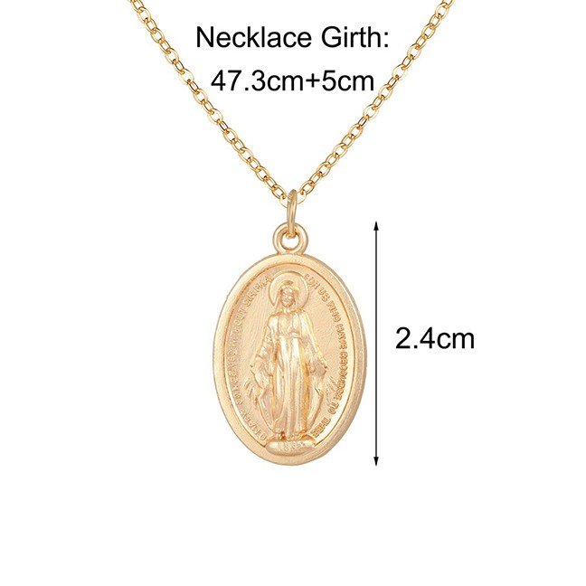 LRC Kalung Fashion Golden Alloy Tag Oval Portrait Necklace K36022