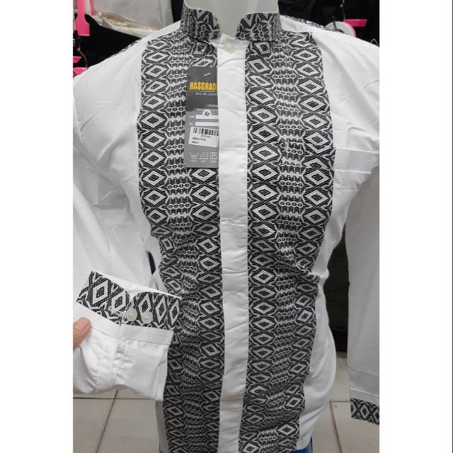 Koko Pjg Tenun motif depan kancing tangan