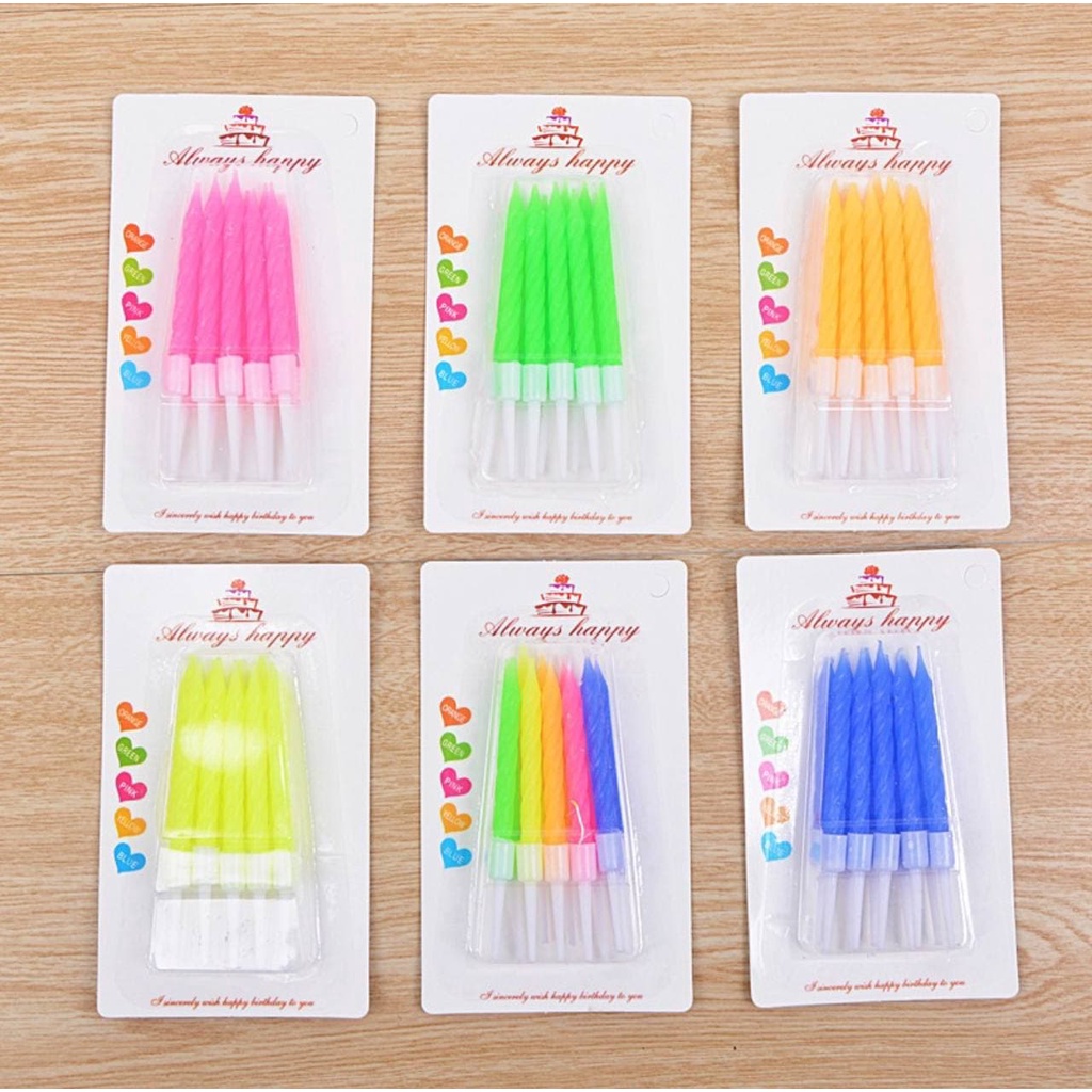 Lilin Ulang Tahun Ultah 10pcs Lilin Ulir Metalik Birthday Party Candle