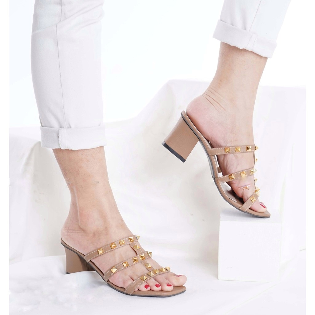 Sendal Wanita Heels Hels Dewasa Sandal Hak Tahu Cewek Kondangan Pesta Flat Branded Import Ibu