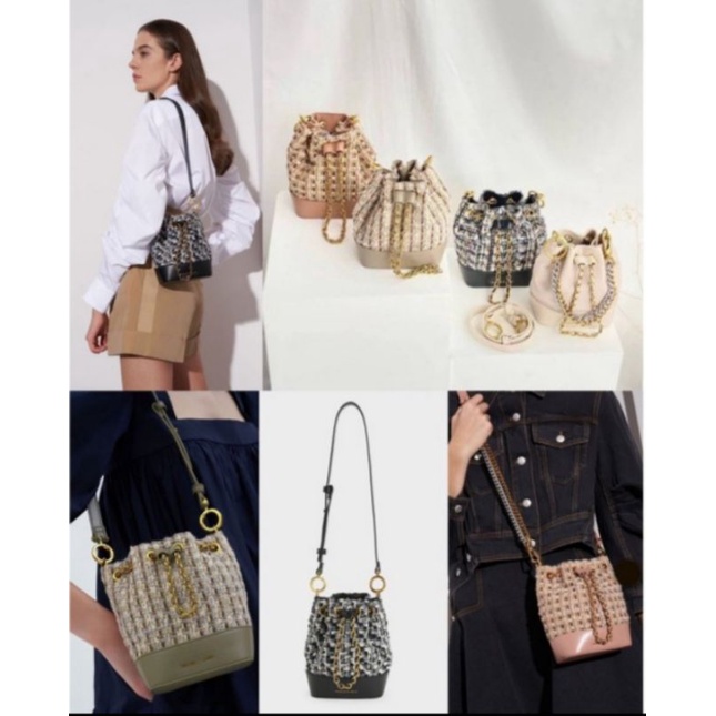 Cnk Chunky Chain Tweed Bucket Bag