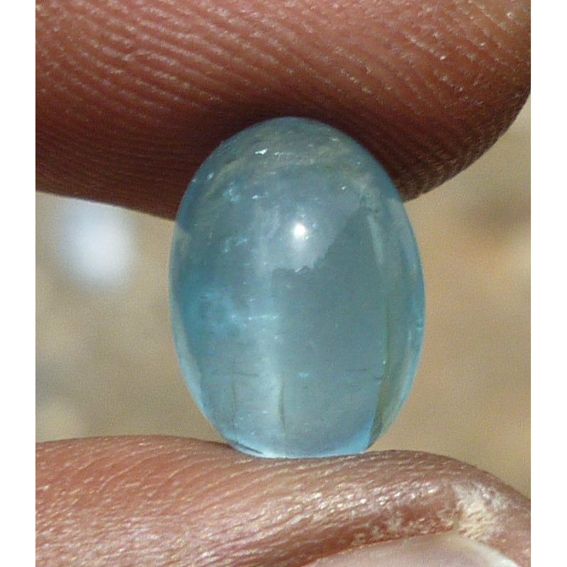 Oval Cabochon 5.04Ct Natural Untreated Sky Blue AQUAMARINE Cat's Eye, Good Color AQ011