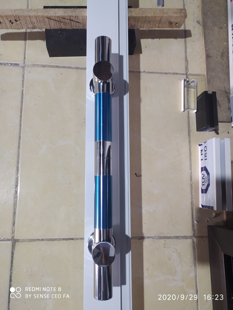 Handle Gagang Pintu Rumah Minimalis Terbaru Warna Biru Tosca 4 Biji + Body Kunci Pelor