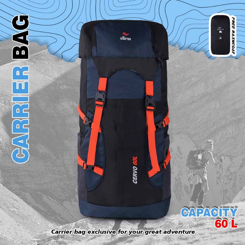 Carrier Bag | Tas Carrier 60 Liter Pria Wanita Terbaru | Tas Keril Carrel Gunung Outdoor Travelling Muncak Mudik Adventute Kapasitas Besar Bahan Cordura