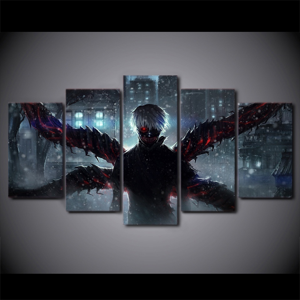 Unframed 5 Piece Canvas Art Hd Print Tokyo Ghoul Ken Kaneki Home Decor Painting Wall Pictures For Li Shopee Indonesia