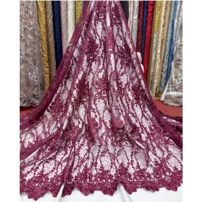 KAIN TILE TURIN/TULLE SKWIN/TILE PAYET BORDIR/BAHAN BROKAT KEBAYA/TILE BORDIR 3D