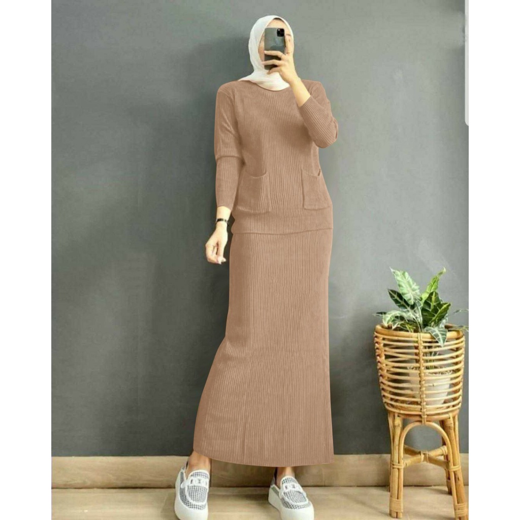 COD SET DELIA KNIT / SETELAN DELIA / WANSET TERBARU / SETELAN MUSLIM WANITA / SET KONDANGAN / SETELA