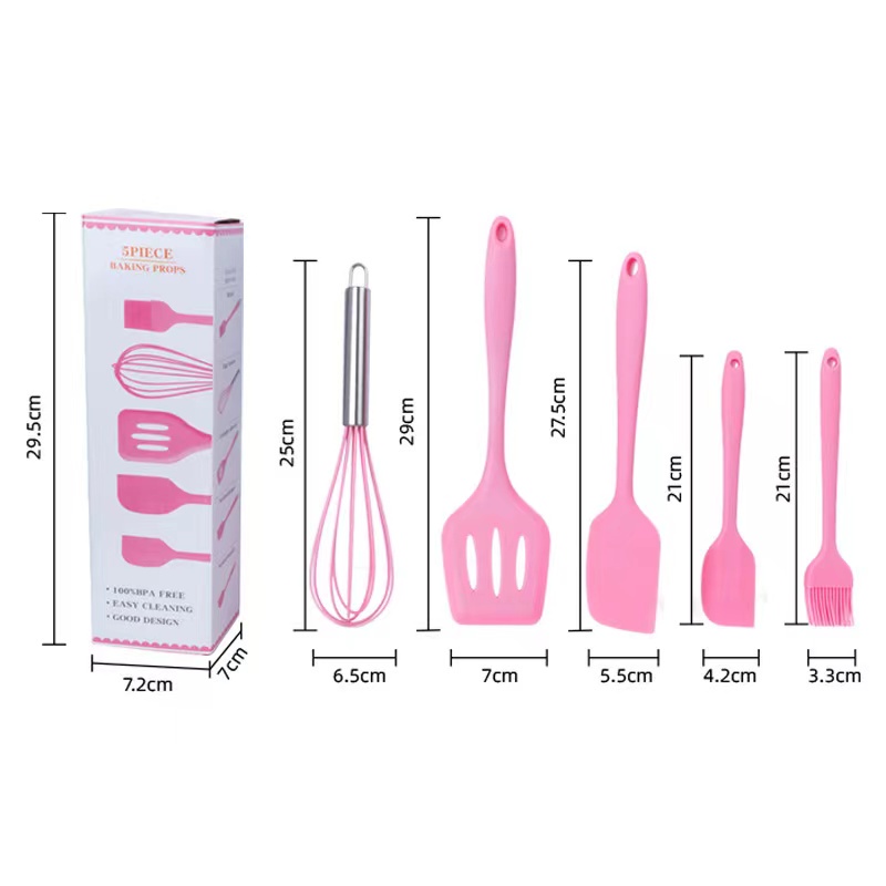 Spatula Silikon Set Silicone Utensil Alat Masak 5 In 1 Sutil Kuas Silikon Tahan Panas Kitchen Tool Spatula Set 5 In 1 Baking Props Sutil Cooking Tahan Panas Bpa Free Alat Masak Serbaguna Premium 5 In 1 Set Spatula Silikon Peralatan Masak Sutil Food Grade