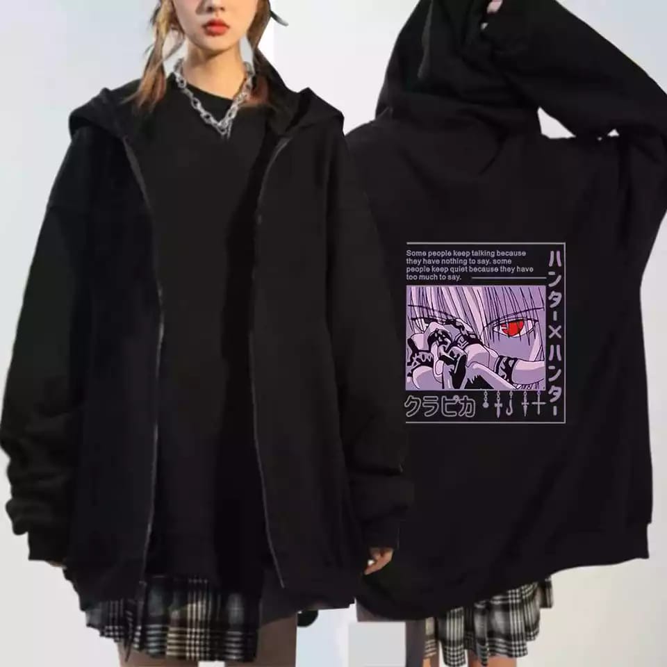 Hoodie Zipper Anime Hunterxhunter Killua Sweater Anime Hunter x Hunter Resleting Sleting Wanita Oversize Korean Style Xxl Murah Hoodie Zipper Wanita Oversize Polos Hoodie Ziper Wanita Oversize Murah Hodie Zipper Sweater Wanita Xxl Polos Sleting Resleting