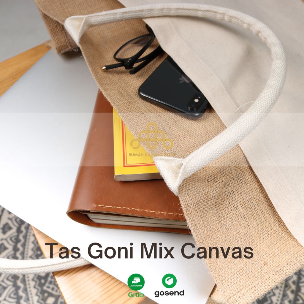 Totebag Fagu Goni Canvas - Tas Goni Wanita Custom Nama – Tas Goni – Burlap Bag - Tas Mini