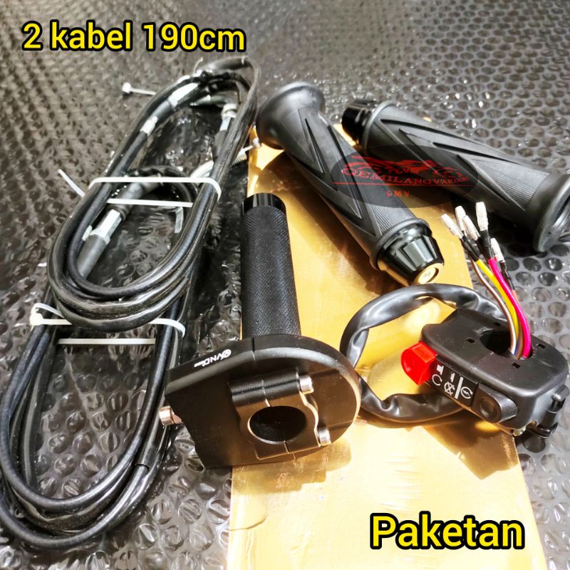 Gas spontan Paketan 2 kabel full Cnc set hand grip Jalu plus saklar kanan, gass Pontan 2 kabel unive
