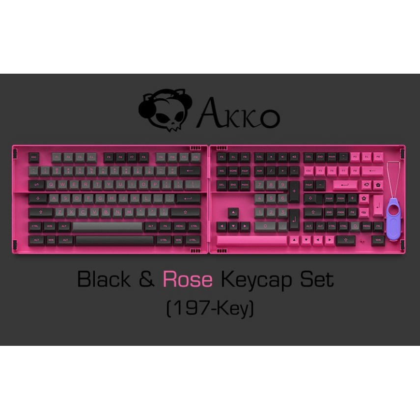 Akko Black & Rose ASA Profile 197 PBT Doubleshot Keycaps Set