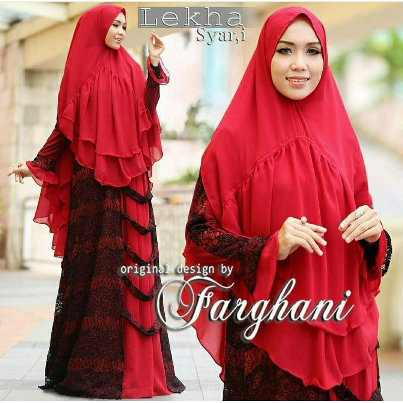 [SALE] Lekha syari by Farghani / gamis maxi brokat tulle