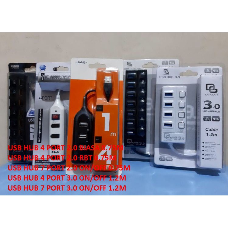 KABEL USB HUB 4 PORT 2.0 BIASA, USB HUB 2.0 7 PORT,  USB 3.0  4 PORT,  USB HUB 3.0 7 PORT