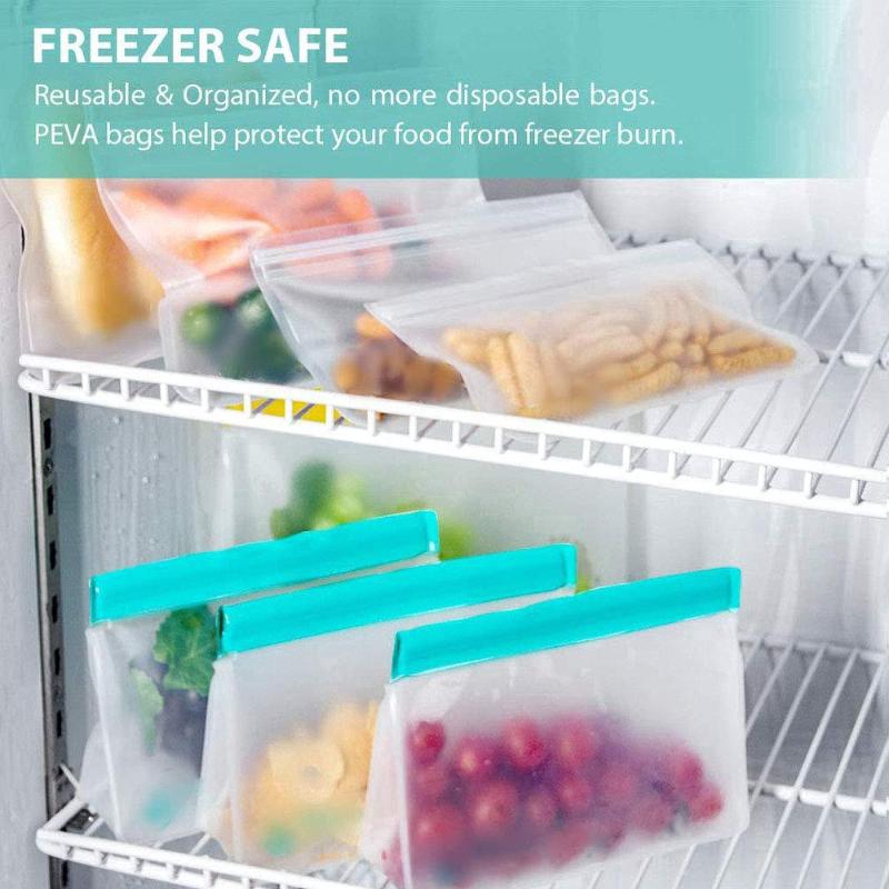 [ Reusable Food Storage Bags ] [ Kitchen Refrigerator vegetables Storage Freezer Bags ] [ BPA FREE Silicone Material ]