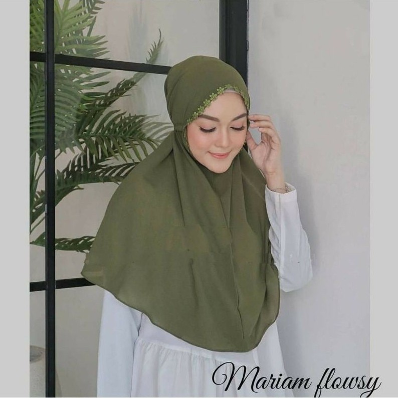 Kerudung Bergo Renda Melati Tali Diamond Renda , Bergo Maryam Renda Diamond Hijab Instan | Hjb