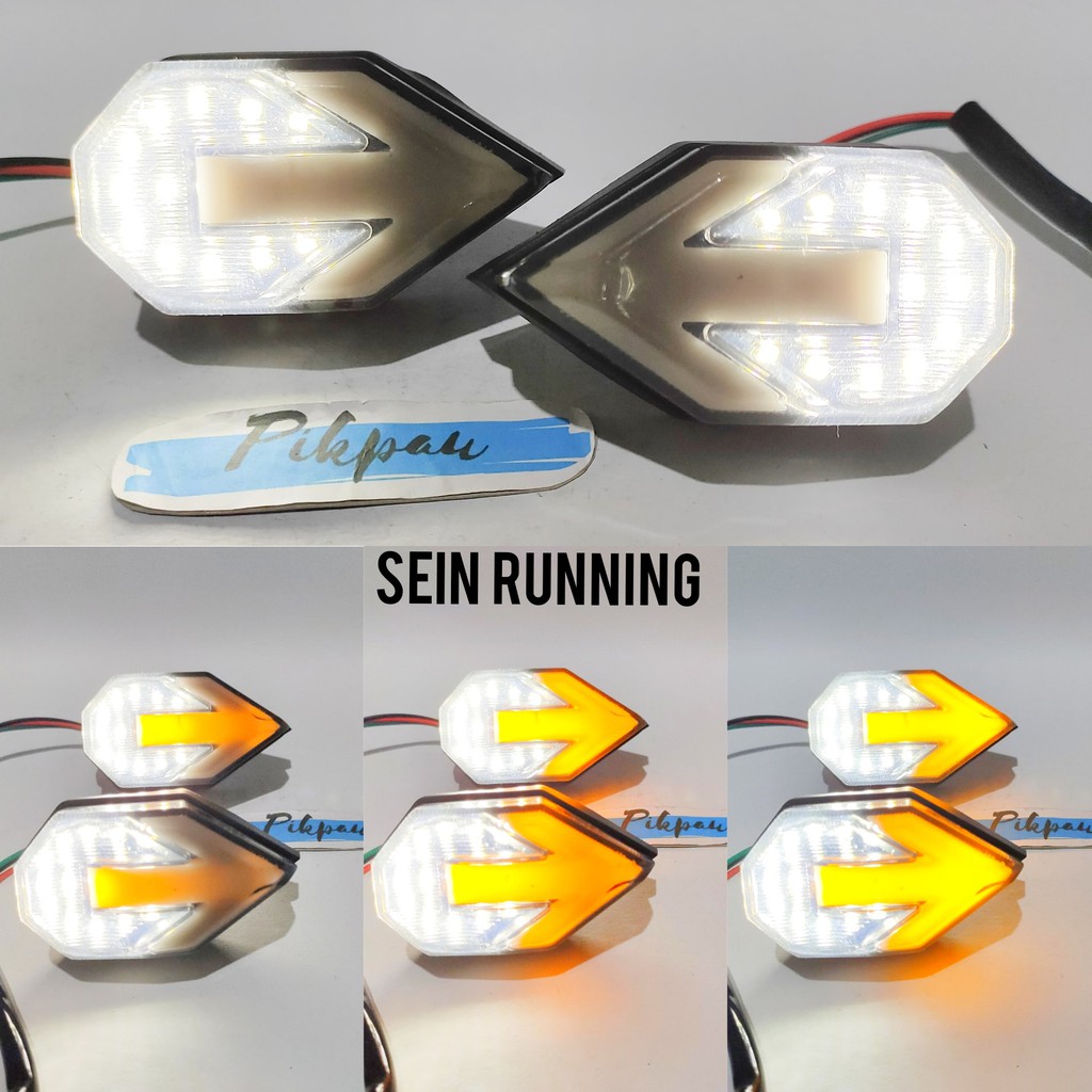 Lampu Sein Running LED Tempel Panah Untuk Universal Model Panah Sen Senja 2 Warna Fairing