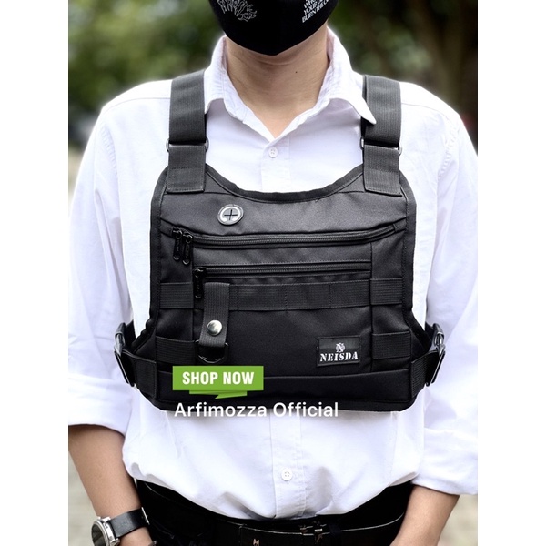 TAS DADA PRIA KOREA TERBARU CHEST RIG BAG ORIGINAL NEISDA BLACK V2