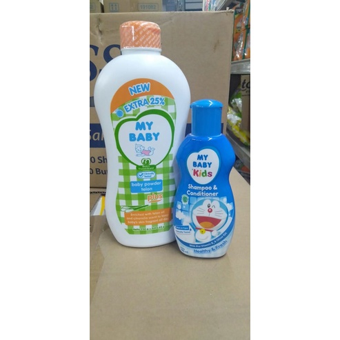PAKET HEMAT MY BABY BEDAK TELON 300gr+SHAMPO MY BABY KIDS BOTOL 180ml