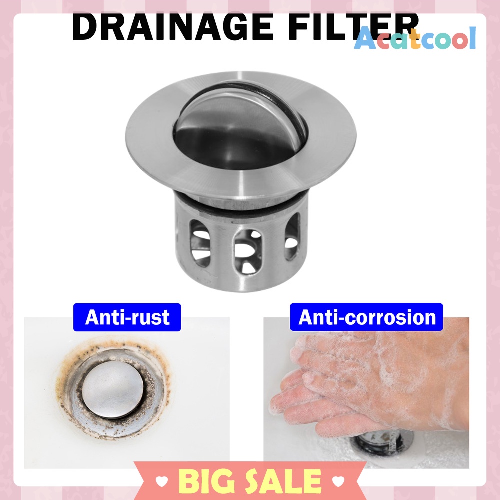 Explosion Proof Stainless Steel Thicken Basket Drain Vanity Stopper Filter