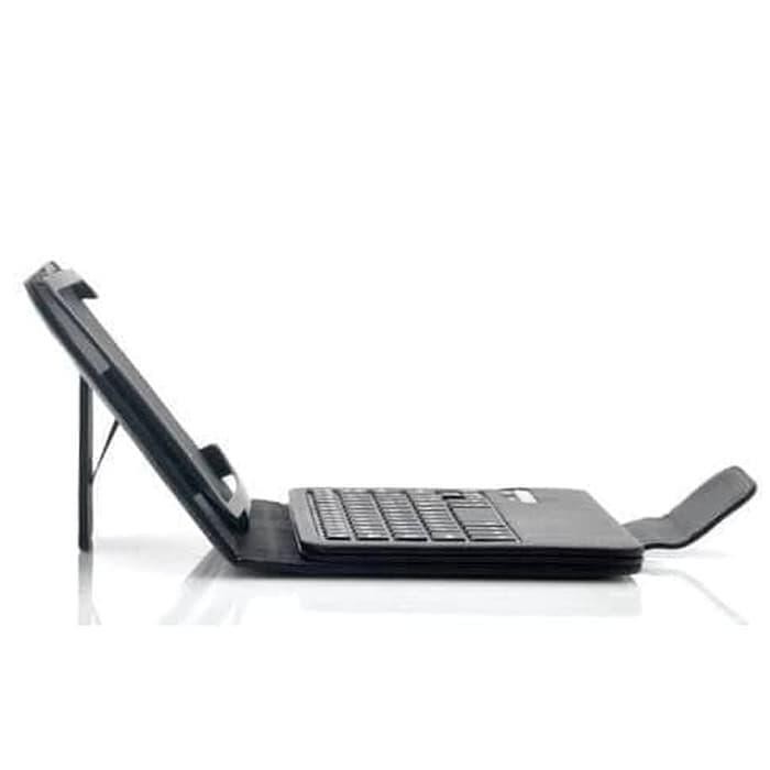 {aksesoris-tablet} Samsung Tab A 8.0 8 A8 2019 SM-P205 Keyboard Leather Flip Cover Case - Hitam