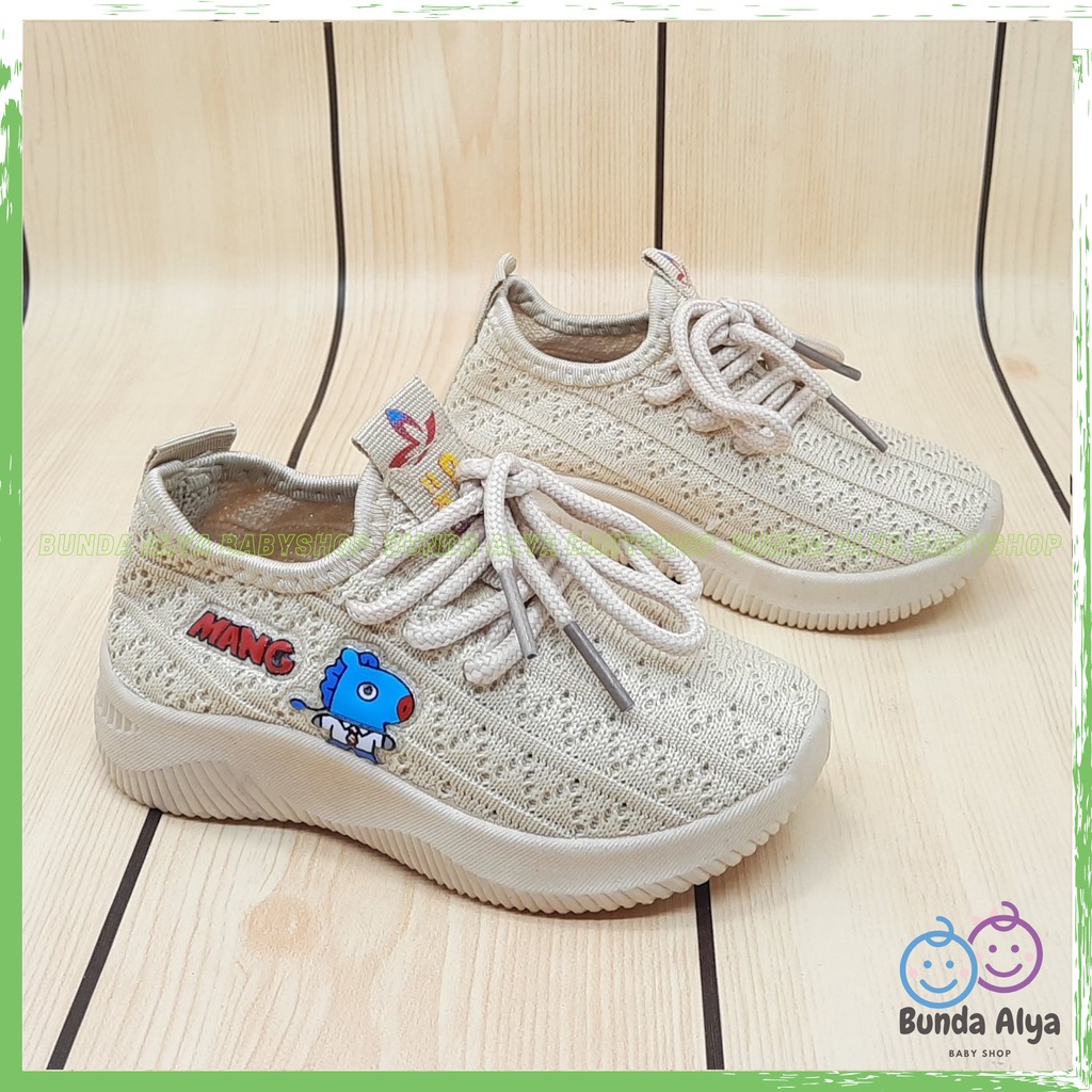 Sepatu Anak IMPORT Usia 2 6 7 Tahun KREM Lentur Alas Karet - Sepatu Anak Cewek Cowok Lentur Elastis Motif Karakter Lucu Model Kekinian Anti Licin Size 22 Sampai 36