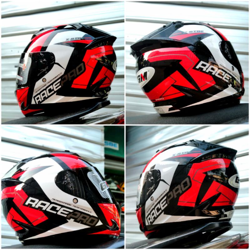 HELM GM FULLFACE RESPRO PAKET GANTENG FLAT VISOR WITH SPOILER-HelmGMrespro