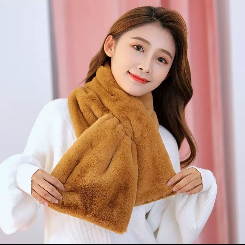 READY INDONESIA Syal bulu kelinci winter fur scarf lembut hangat import syal korea