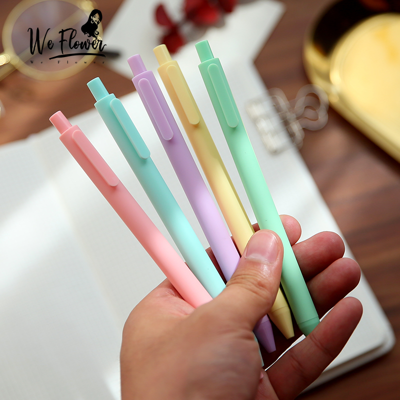 We Flower Pulpen Gel 0.5mm Warna Macaron Untuk Sekolah / Kantor