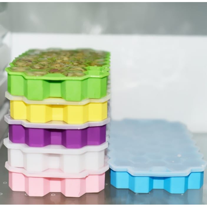 CETAKAN ES BATU PENCETAK SILIKON AGER KARET MURAH HONEYCOMB ICE CUBE LA066RD TRAY SILICONE TUTUP ORI