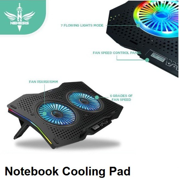 Kipas Laptop Gaming Notebook Cooling Pad NYK Nemesis X-6 Thunderstorm