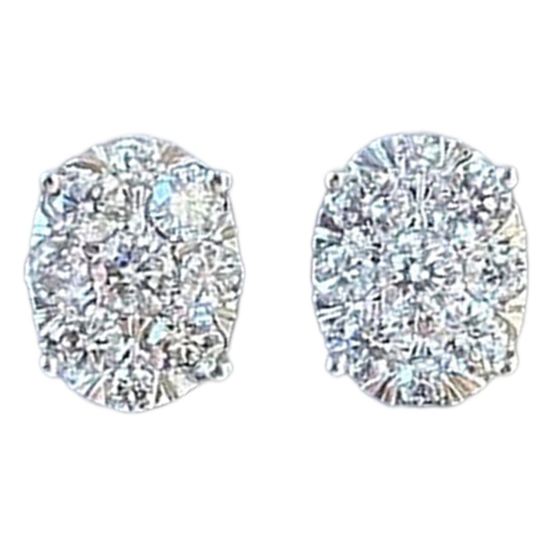 Anting Stud Bentuk Oval Bahan Cubic Zirconia Untuk Wanita