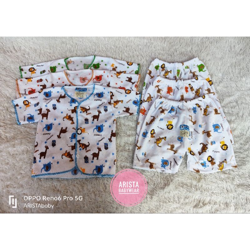 ARISTAbaby - paket hemat isi 18pcs/9stel baju+celana bayi putih MOTIF JUNGLE