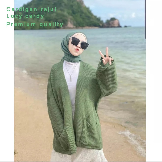 Sweater cardigan rajut oversize locy cardi premium wanita banyak pilihan warna pakaian baju atasan