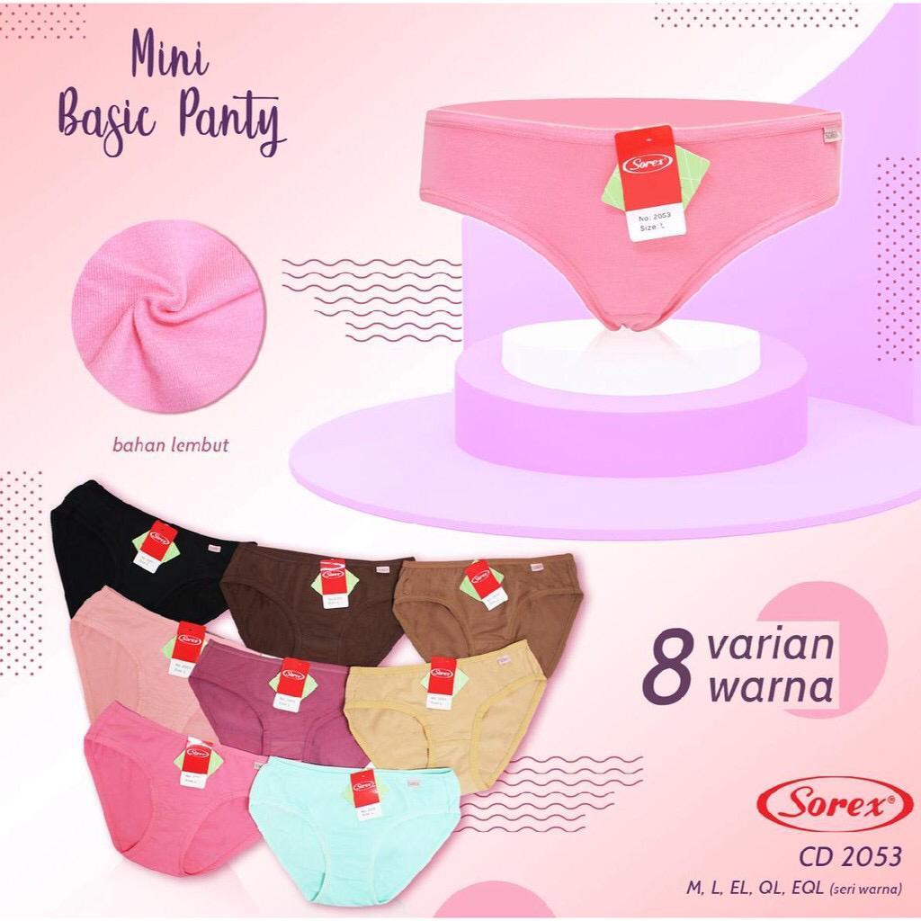 CD WANITA PEREMPUAN GADIS SOREX 2053-  CELANA DALAM WANITA MINI SIZE M L EL QL EQL - SOREX CD BASIC MINI KATUN - ARA98STORE