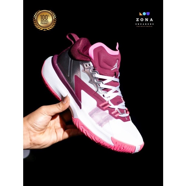NKE AIR JORDAN ZION 1 WHITE MAROON PINK || SEPATU NIKE 100% ORIGINAL