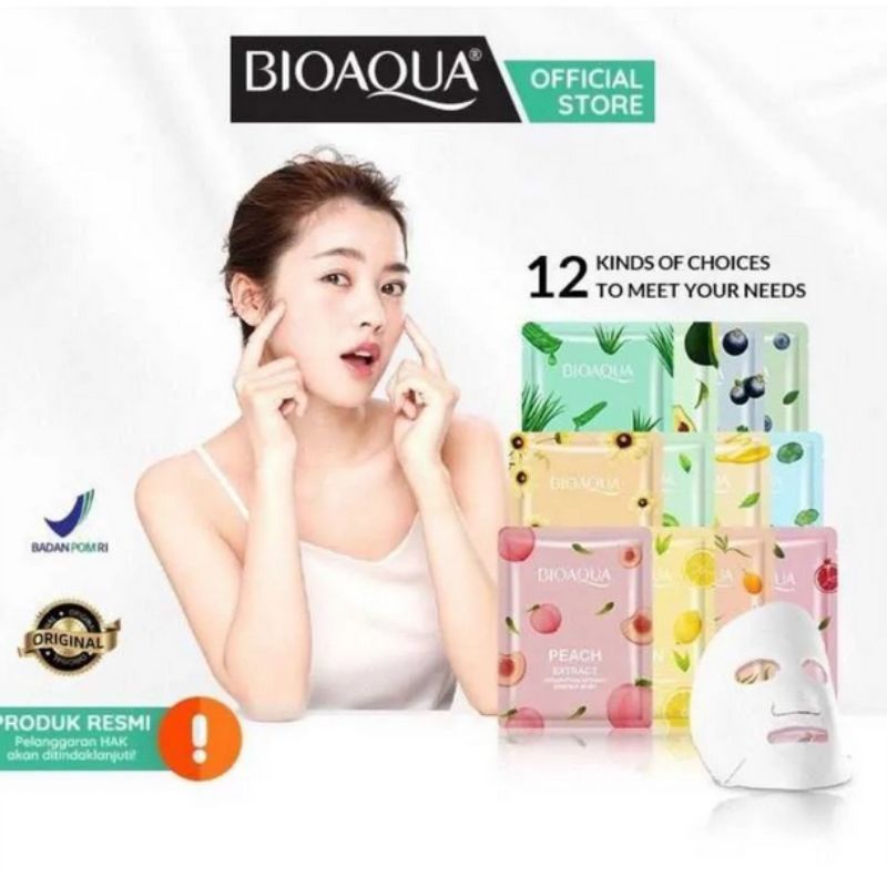 BIOAQUA Sheet Mask Hydrating Assence Face Mask/Melembabkan/VitaminC/Mask Buah-buahan