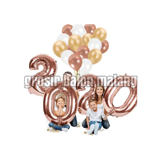 Balon angka rose gold jumbo 100cm 1meter