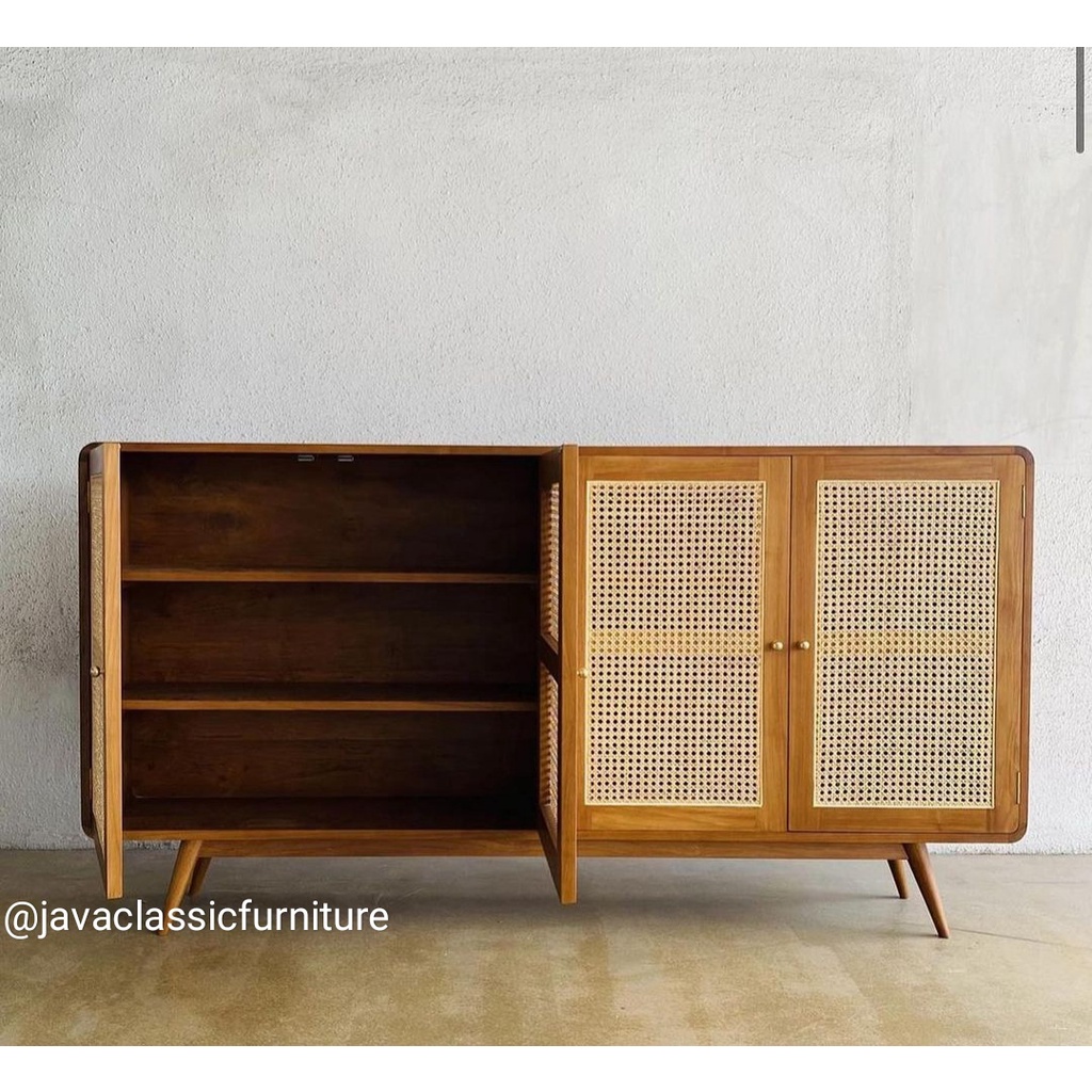 BUFET TV RETRO ROTAN / BUFET VINTAGE RATTAN / NAKAS MINIMALIS JATI FURNITURE JEPARA-2
