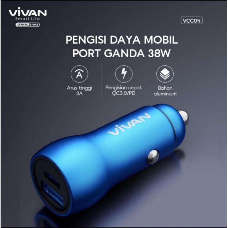 Vivan VCC04 Car Charger 20W 3A Fast Charging